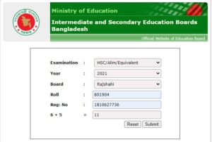 HSC result Rajshahi board